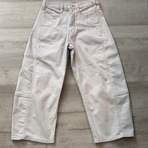 Pilcro Light Gray The Kenna Mid-Rise Heritage Barrel Jeans Cropped 27